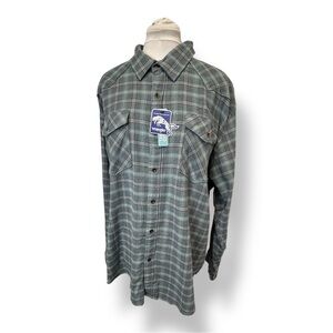 Wrangler Mens Long Sleeve Cloud Flannel Button Down Shirt Plaid Blue/Gray 2XL